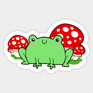 Cute Frog & Mushrooms Cottagecore Nature Sticker